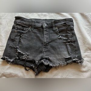 #92 AMERICAN EAGLE Black Distressed Hi-Rise Shortie Size 0